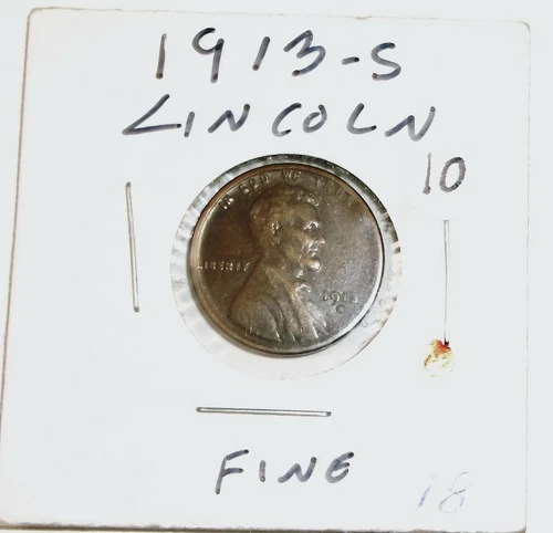 1913 S Lincoln Wheat Cent Fine
