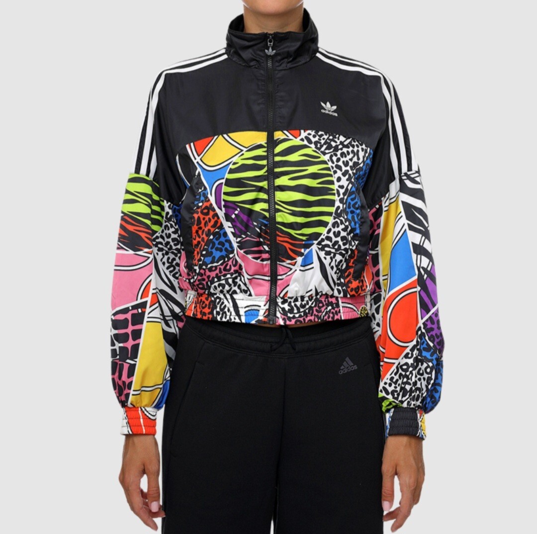 Adidas RICH MNISI コラボ ジャケット【L】3本線　ショート丈 BNWT Adidas X Rich Mnisi Artwork Collab Multicolor Trefoil