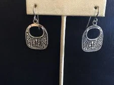 Silpada Sterling Silver Etched Basket Dangle Earrings W1930 
