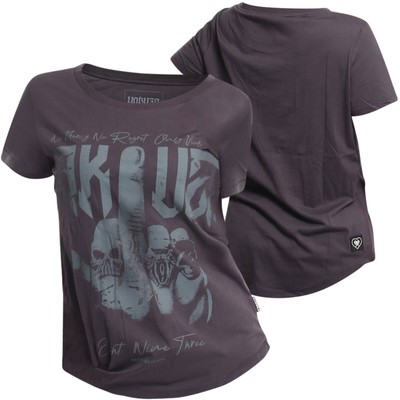 YAKUZA Damen T-Shirt No Regret Curved Crew Neck GSB-22132 Dunkelgrau