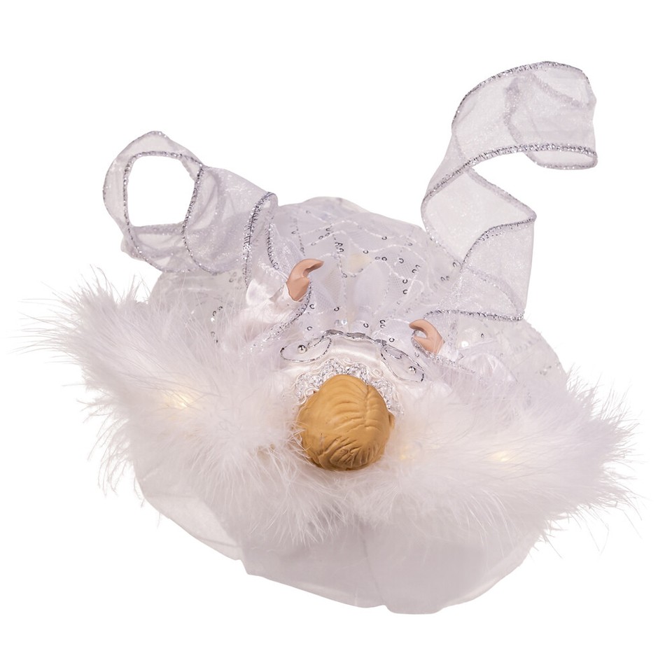 Angel White Silver Light Up Christmas Tree Topper 10" Kurt Adler