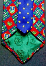 Tommy Hilfiger Neck Tie Imported Silk Plaid Royal Crest Crown Stars Made in USA