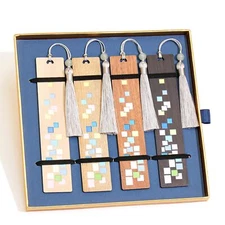 4 Pcs Wooden Bookmarks with Tassels Painting Book Mark for Book Lovers an Ide...