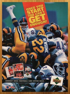 #ad 1991 Upper Deck NFL Football Cards Print Ad Poster NY Giants Sports Wall Art 90s $14.99