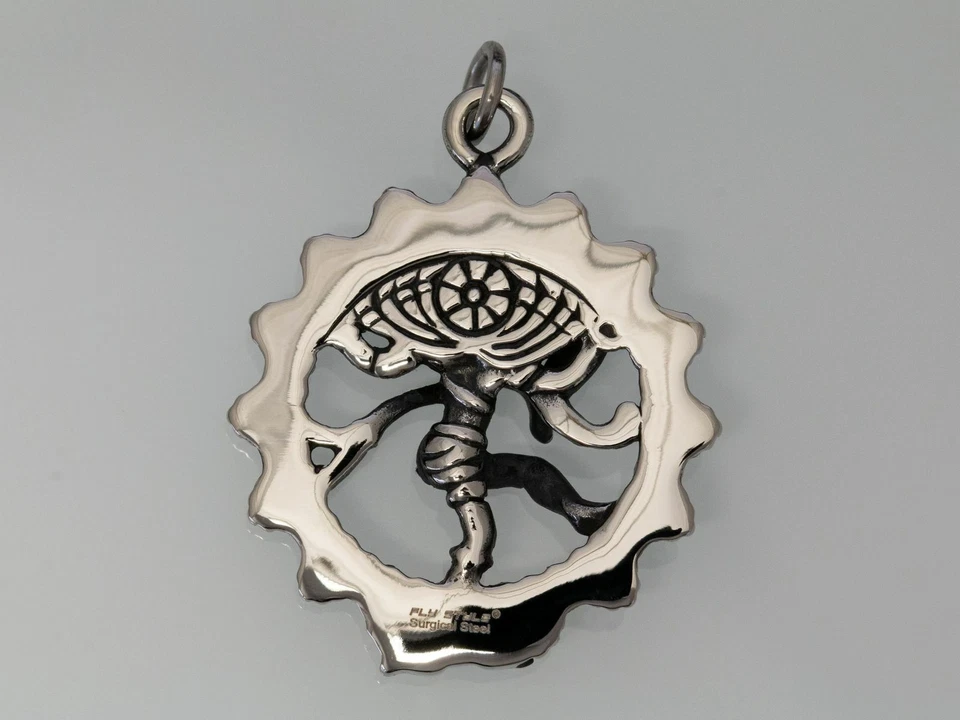 Ketten Anhänger Amulett Tanzender Shiva Edelstahl Nataraja Yoga Hindu silber - Bild 3 von 4