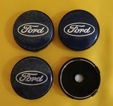 4 PEZZI COPPE COPRIMOZZO CERCHI IN LEGA COMPATIBILI FORD 60MM BLU GEN. NERO