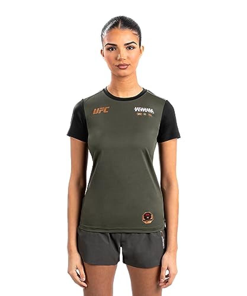 (TG. S) Venum UFC Adrenaline Women's Fight Week Dry-Tech Maglietta - Khaki/Bronz