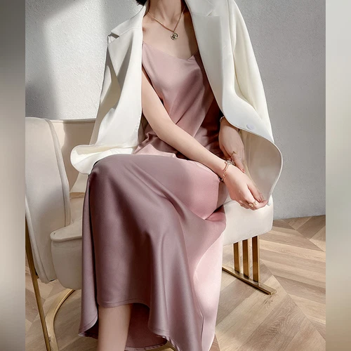Damen Satin Kunst Seide Kleid Träger Unterkleid Nachthemd Sexy A-Linie Lang - Bild 6 von 12