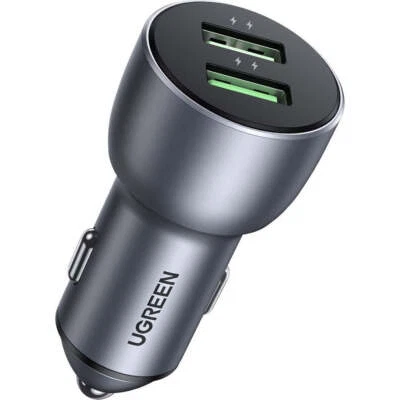 Autoladegerät Ugreen 36W 2x USB-A QC 3.0 Grau Schnellladen - Bild 1 von 4