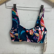 CALIA Women's Power sculpt Swim Bikini Top Aqua Multi Colored WSA22208PRT