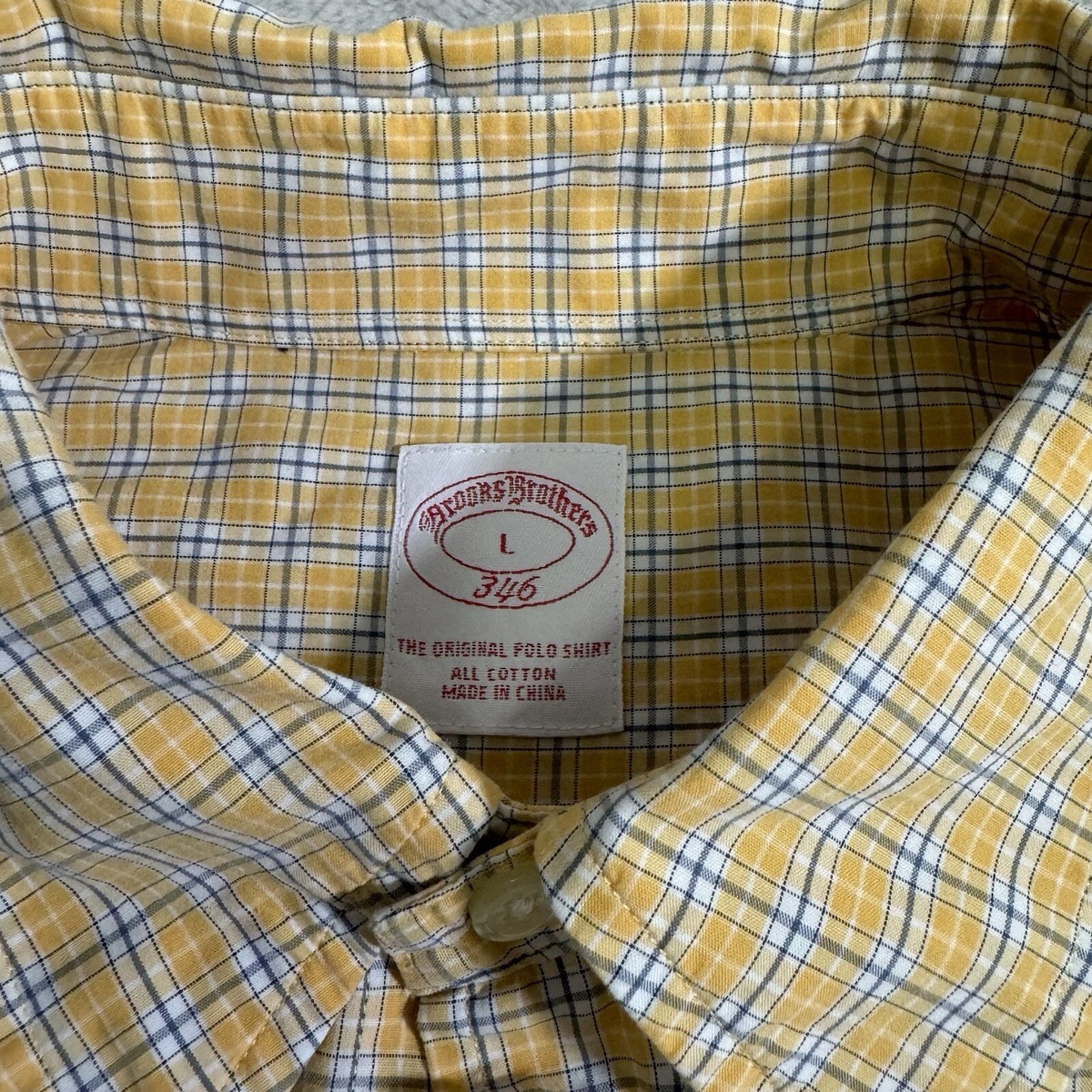 Brooks Brothers Mens 346 Button Front Long Sleeve Yellow Plaid