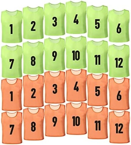 24 Pack Nylon Mesh Soccer Scrimmage Team Practice Vests Pinnies Basketball Jers