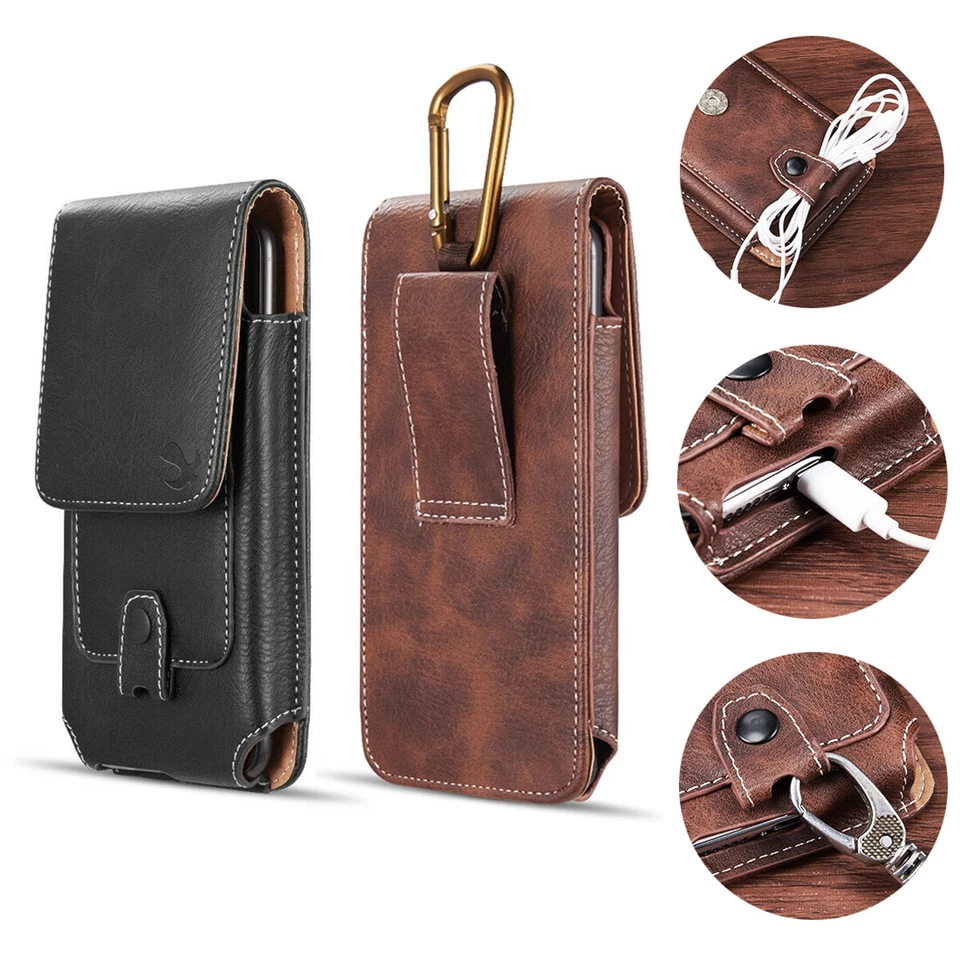 Extra Large Belt Clip Loop Pouch Leather Vertical Holster Case For Cell Phone US - Image 2 of 4