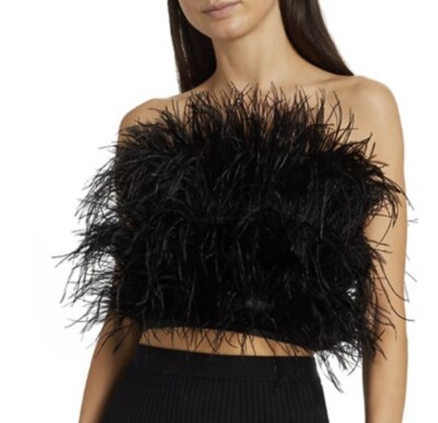 En Saison Mille Feather Top In Black Size XS