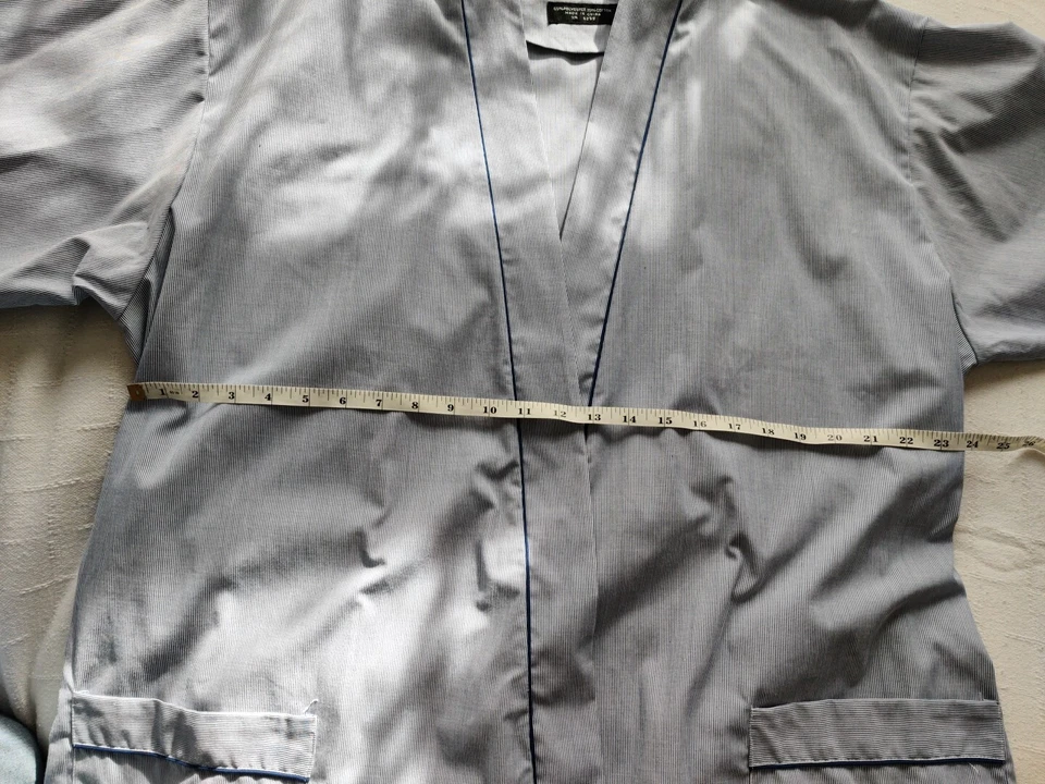 Мужской длинный халат Pierre Cardin один размер хлопок полиэтилен синий белая полоса - Изображение 4 из 4