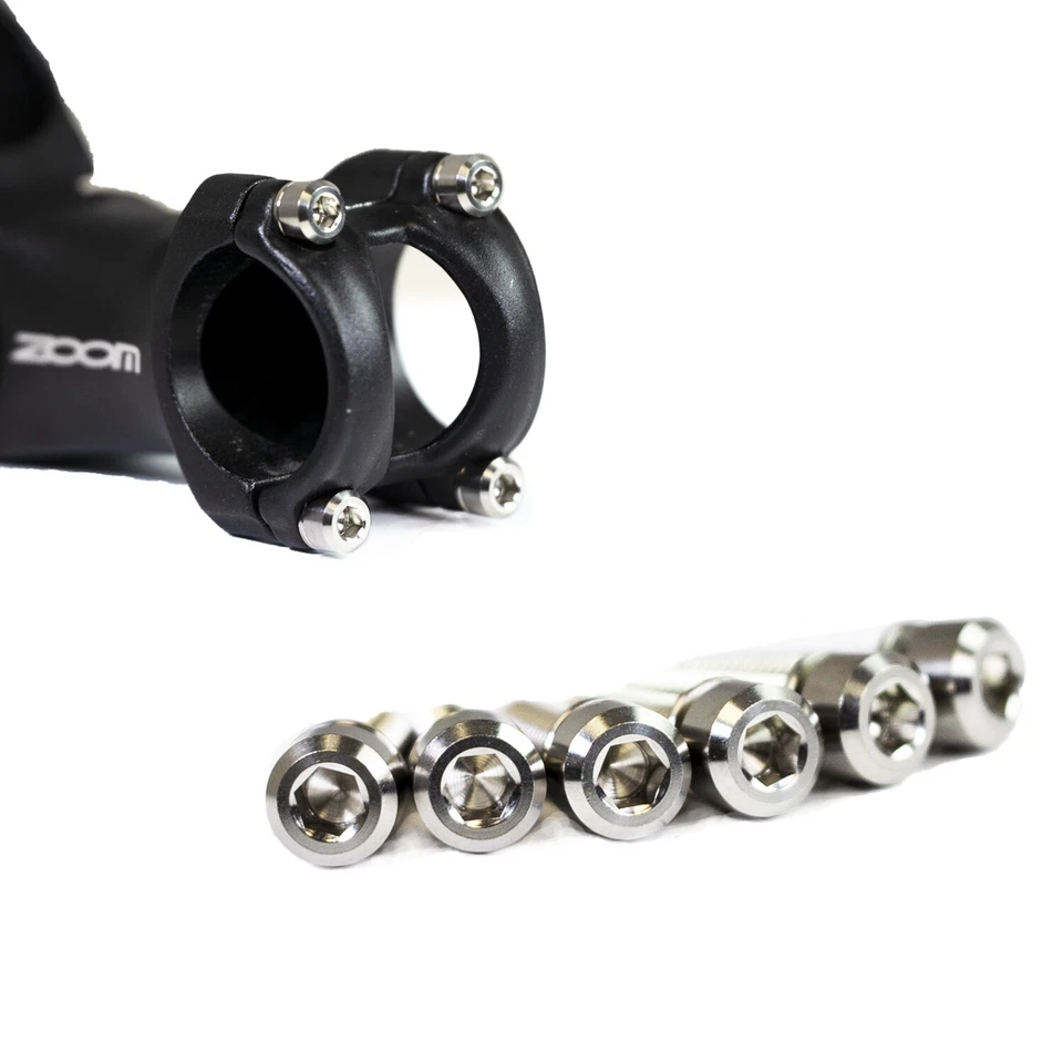 6 piezas perno de vástago de bicicleta aleación de titanio hexagonal cónico con arandelas M5x18m/M5x20m Foto 3 de 4