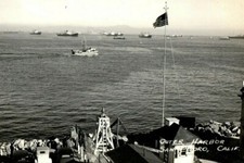 C. 1930's RPPC Ships Outer Harbor Cars San Pedro California Postcard P129