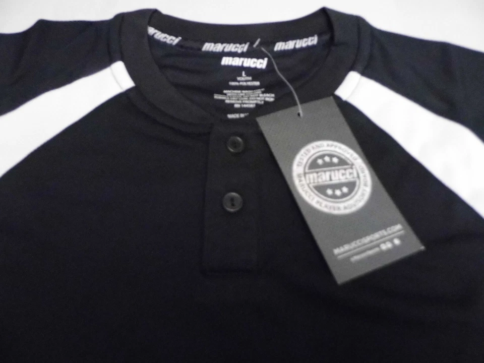 48 MARUCCI BÉISBOL JUVENIL, Camiseta de Fútbol Negra/Blanca 2 Botones NUEVA EN PAQUETE Foto 3 de 4