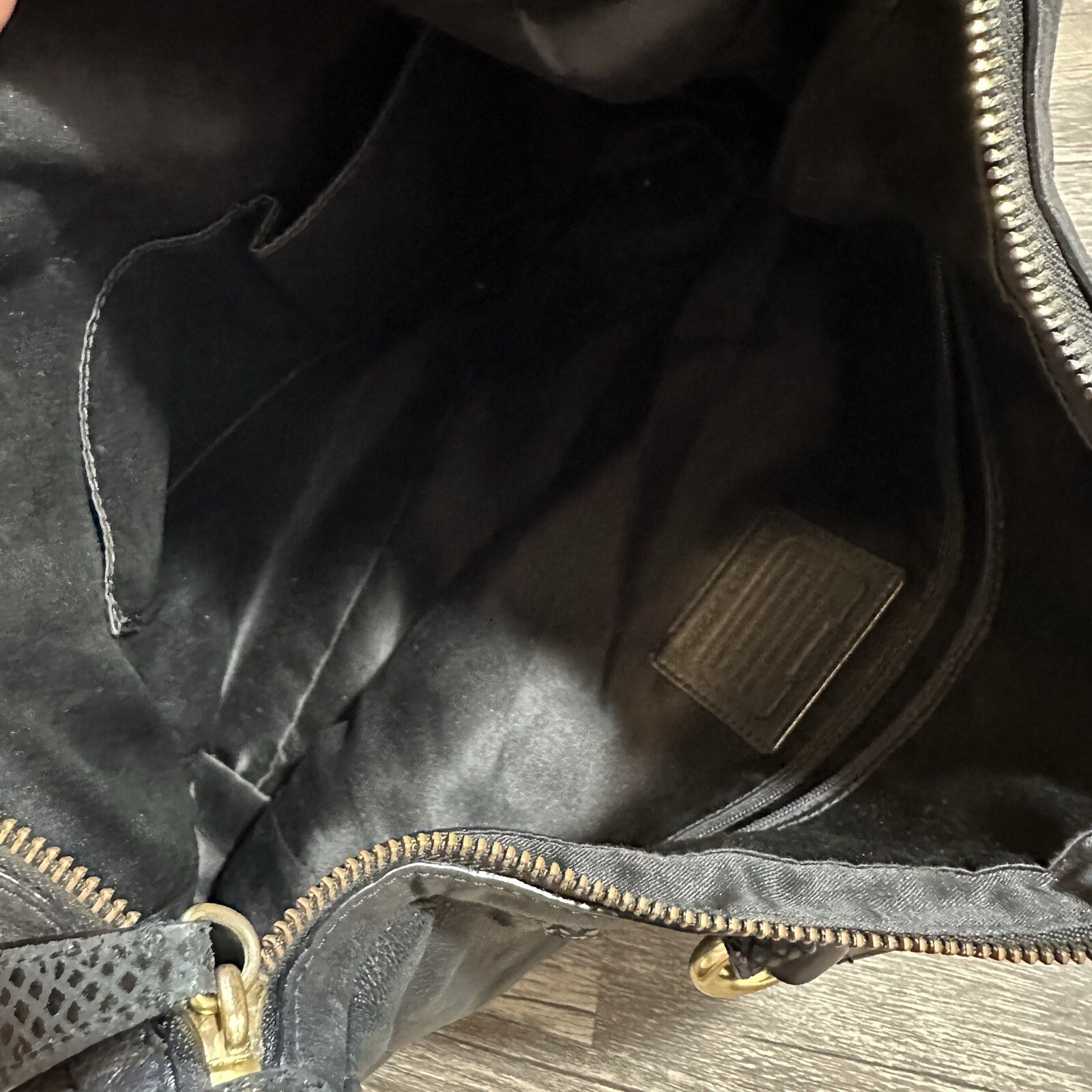 Coach Ashley Black Leather Python Trim Purse Shou… - image 9