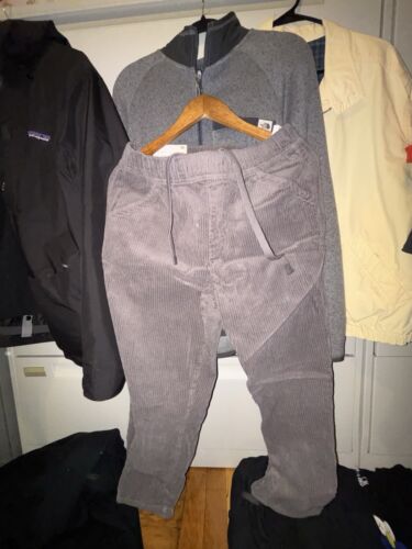 ZARA Mens Gray Corduroy Pants Size MEDIUM" Inseam Wide Wale Drawstring