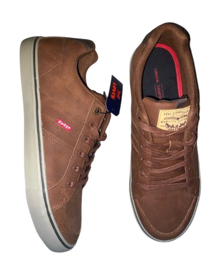Levis Shoe Mens 12 Brown Casual Streetwear Logo Lace Up Sneakers NEW