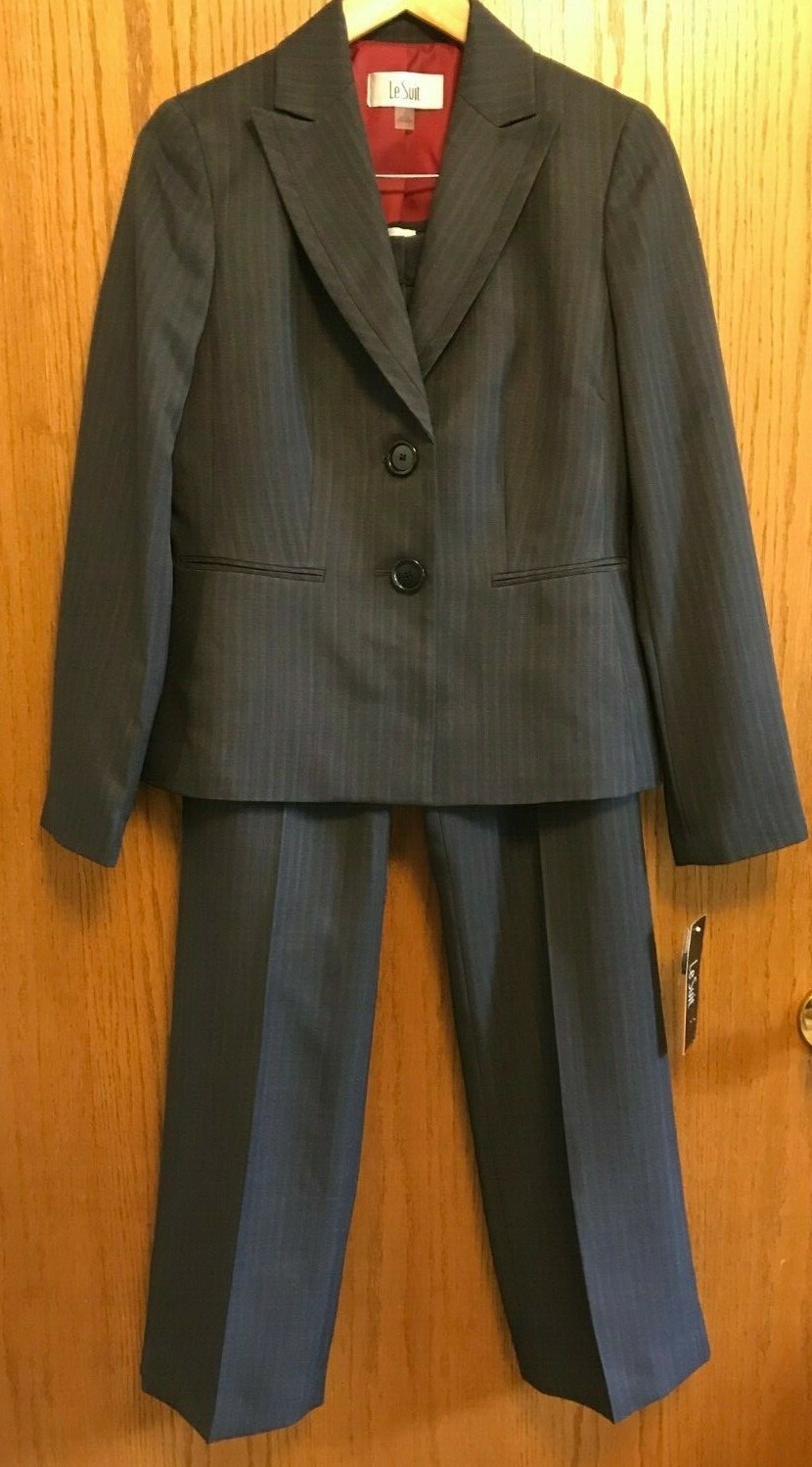 Le Suit Women's Charcoal Multi Woven Pant Suit 4 NWT eBay
