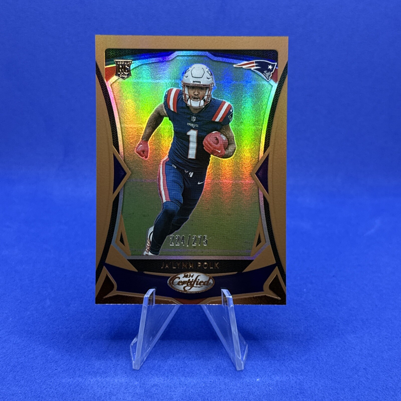 2024 Panini Certified Ja’Lynn Polk /275 Bronze Mirror Rookie #128 - Patriots