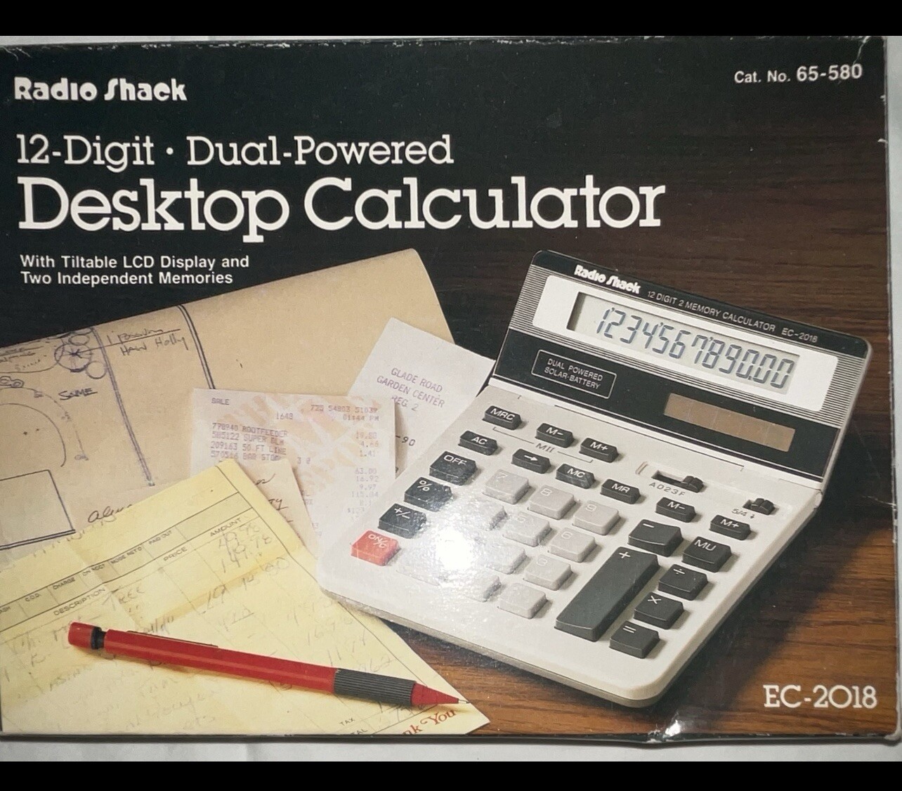 1990 Radio Shack 12 Digit Desktop Calculator Dual Power Model EC 2018