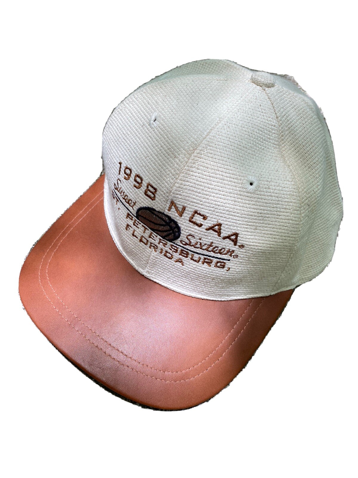 Vintage 1998 NCAA College World Series St Petersburg Florida Leather Cap Rare