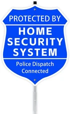 9" X 28" Shield Shape Home Security Signs for Yard with Stake and Accessories, P