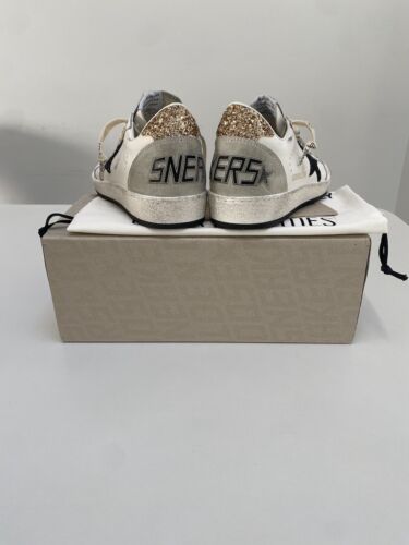 Golden Goose Ball Star Sneaker White Leather/Gold/Black Glitter sz 37 New in Box - Picture 8 of 13