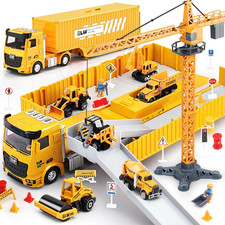 Kids Construction Toys, Construction Truck Toys Set W/Crane, Excavator, Forklift