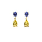 Blue Yellow Earrings Citrine Sapphire Natural Stones Solid 14k Gold Drop Earring — photo 2