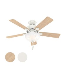 Hunter Fan 44 inch Fresh White Indoor Ceiling Fan with Light and Pull Chain