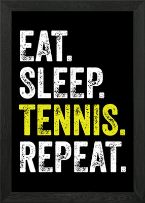 Gerahmtes Wandbild Poster Eat Sleep Tennis Repeat Poster Leinwanddruck Bild