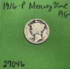 1916-P Mercury Dime 10c Ag About Good 90% Silver