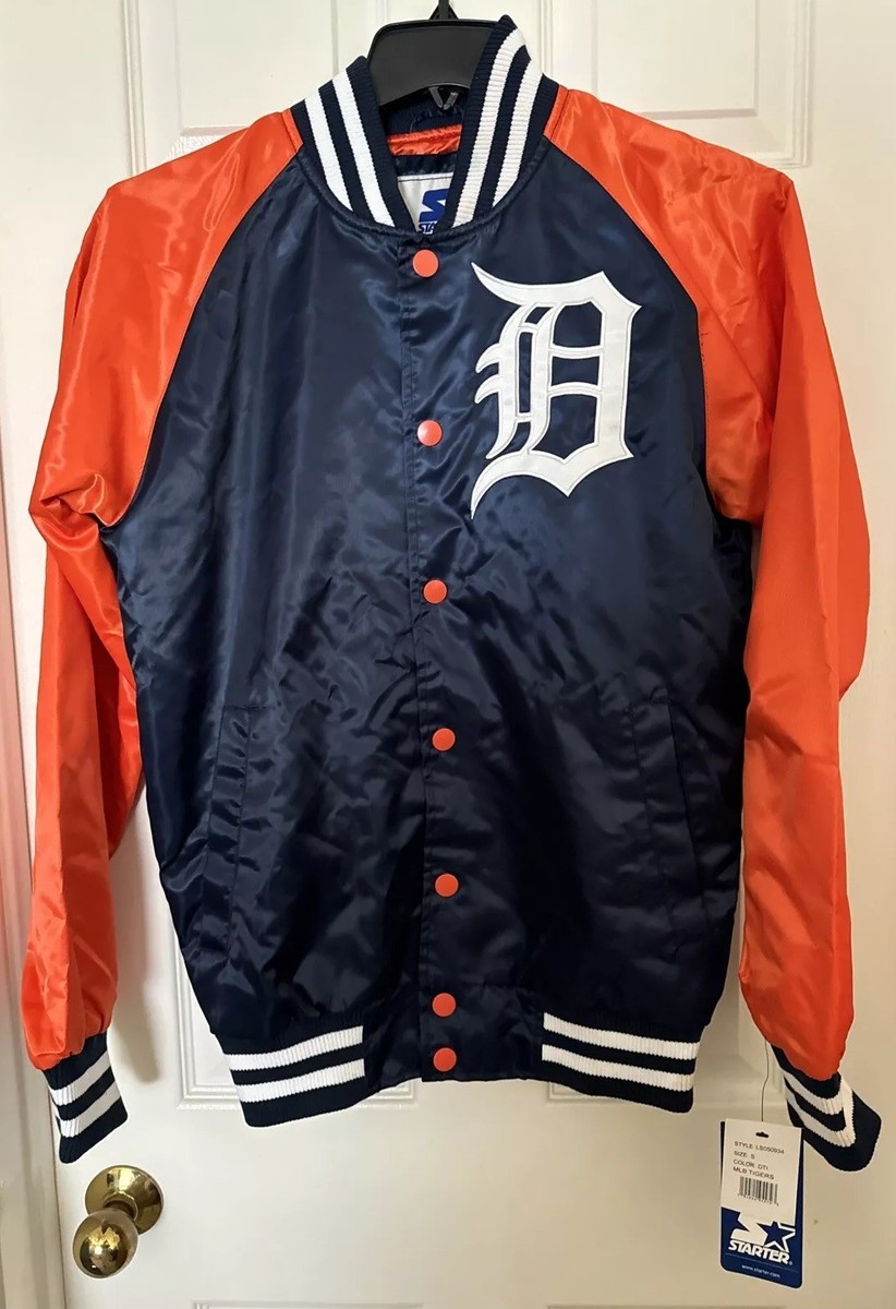 Starter Mens Small MLB Detroit Tigers Blue/Orange Satin Full