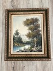 Original Oil Painting Landscape Framed Signed Heyden Mountain River 23x29