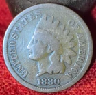 OLD 1880 INDIAN HEAD ONE CENT ANTIQUE PENNY VINTAGE U.S. COIN FREE SHIPPING