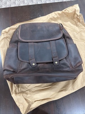 Polare Luxury Dark Brown Leather Backpack Laptop Bag
