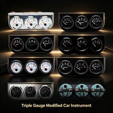 Car Triple Gauge Set Water Temp Oil Temp Oil Pressurevolt Meter Universal Auto