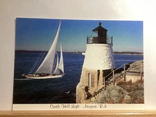 Castle Hill Lighthouse: Newport, RI - Vintage Postcard