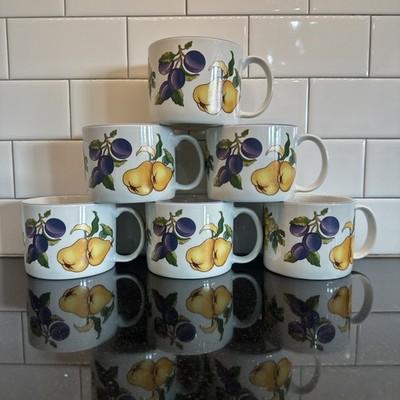 Tabletops Unlimited Stoneware Essence Set Of 6 Soup Mugs Cups Retired Pattern