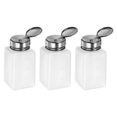 HARFINGTON 3pcs Solvent Alcohol Dispensers 180ml(6oz) Push Down 180ml, White