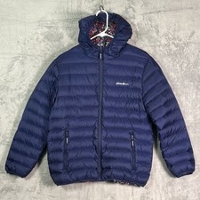 Eddie Bauer Dark Purple Down Filled Puffer Jacket Coat Floral Size XL Kids 16 