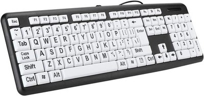 Elderly Keyboard, Large Print Computer Keyboard, 104 Keys QWERTY, High Contra...