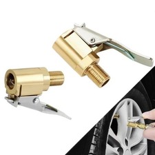 2-Pack Brass Tire Air Chuck, Locking Quick Connect Inflator Hose Adapter, No Lea