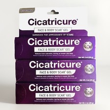Cicatricure Face  Body Scar Gel Scar Reducing Treatment - 1 oz Sealed - 3 PACK