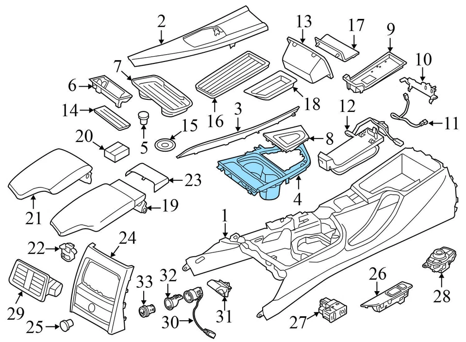 2015–2016 BMW 435I XDRIVE GRAN COUPE — держатель чашки на переднюю центральную консоль 9323675 - Изображение 4 из 4