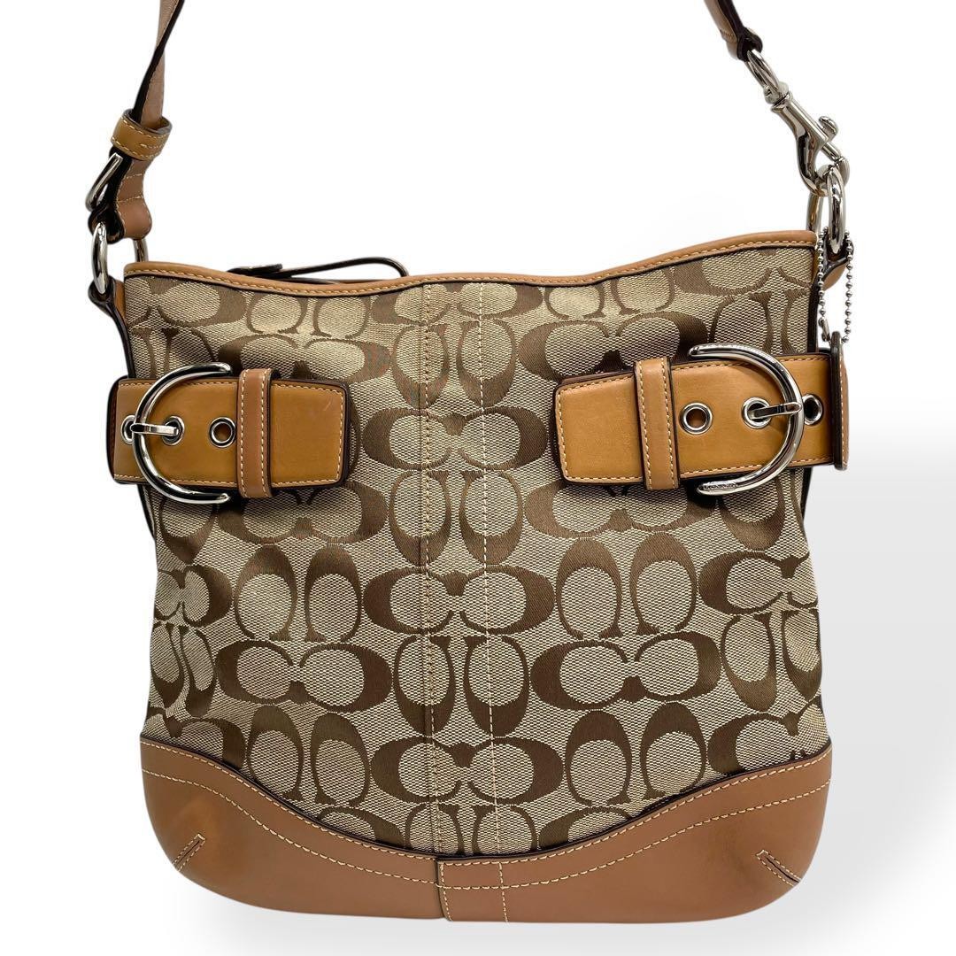COACH Signature Shoulder Bag F03574 in Brown Leather